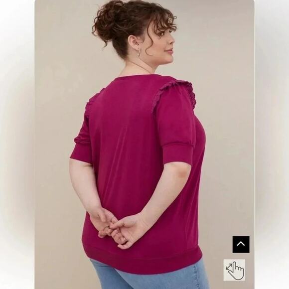 Torrid sweatshirt Graphic skull whimsiGoth ruffles Short Sleeve  plus size - Picture 3 of 12